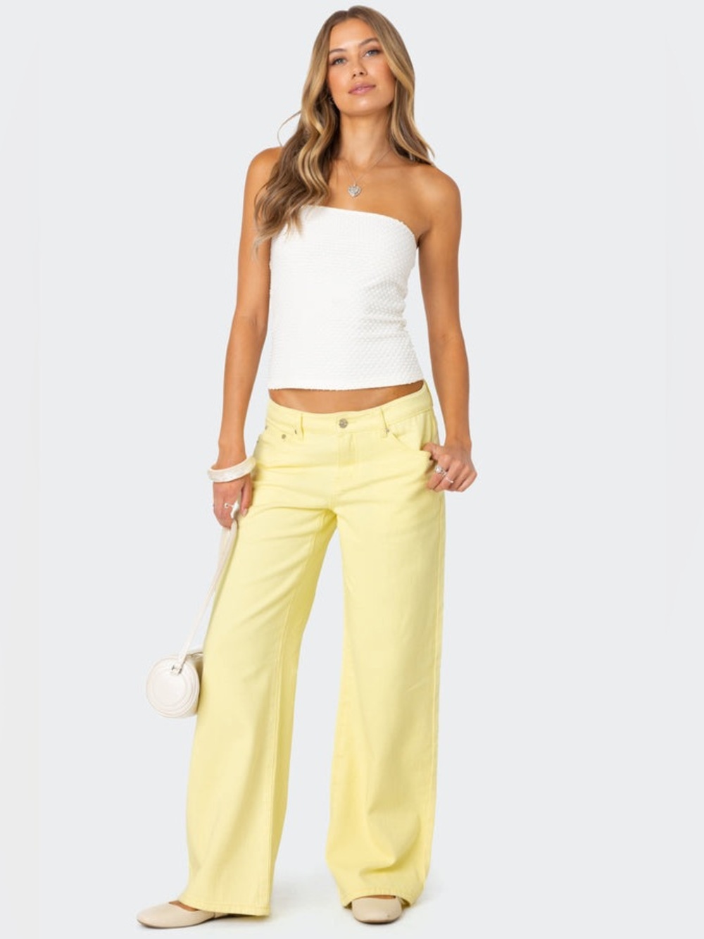 Edikted Yellow Roman Low Rise Baggy Jeans XL NWT Slouchy Wide Leg S15132